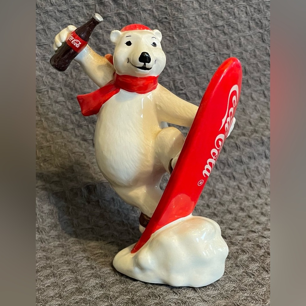Vintage 1995 Coca-Cola Polar Bear with Red Snowboard